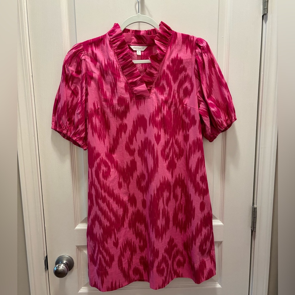 Crown & Ivy Vibrant Pink Dress with Pattern